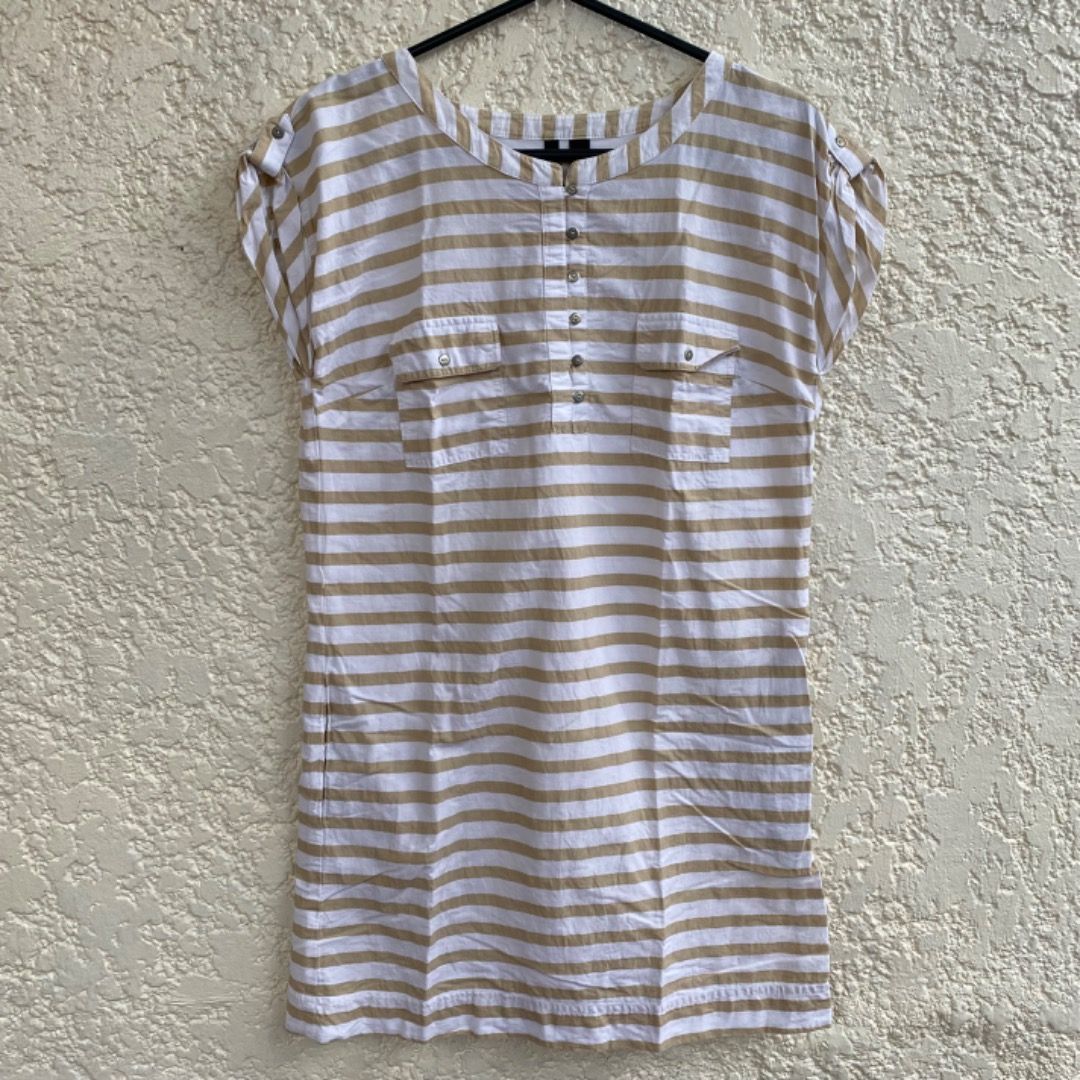 Mango Casual Yellow White Stripes Dress (Category: Dresses) located in Cainta. Submitted by paintsoil (Listing ID 1255885261, Image 1). Description: Mango Casual Yellow White Stripes Dress - Used but still in a great condition - Size: Small on tag - Price: 400.