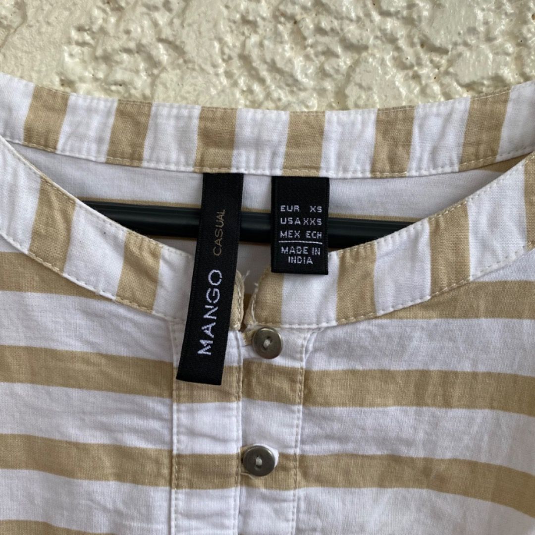 Mango Casual Yellow White Stripes Dress (Category: Dresses) located in Cainta. Submitted by paintsoil (Listing ID 1255885261, Image 3). Description: Mango Casual Yellow White Stripes Dress - Used but still in a great condition - Size: Small on tag - Price: 400.