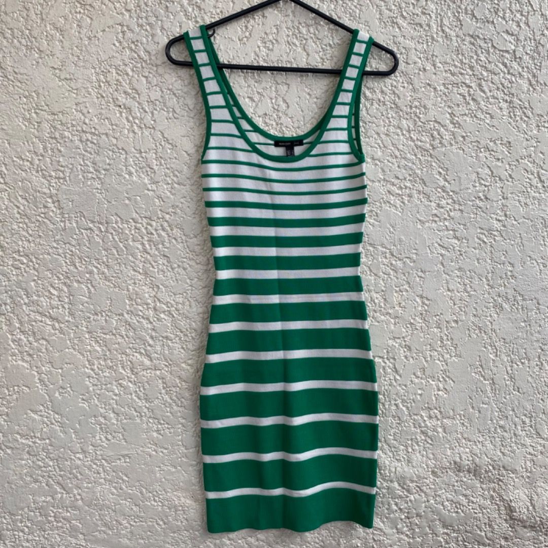 Mango Suit Jersey Green White Stripes Sleeveless Dress, Women's Fashion,  Dresses & Sets, Dresses on Carousell