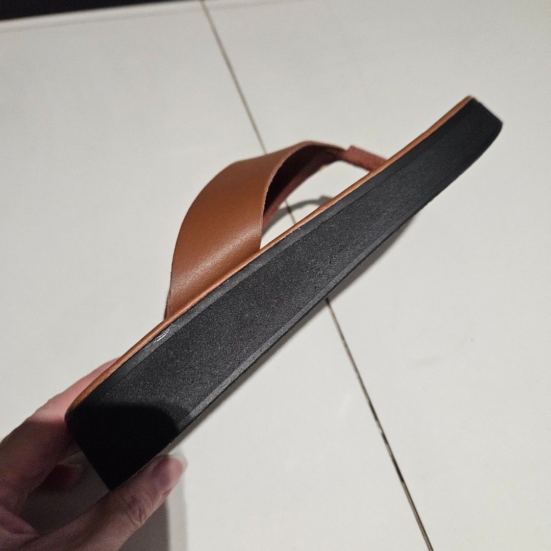 Marks Spencer Leather Slippers Brown and Black
