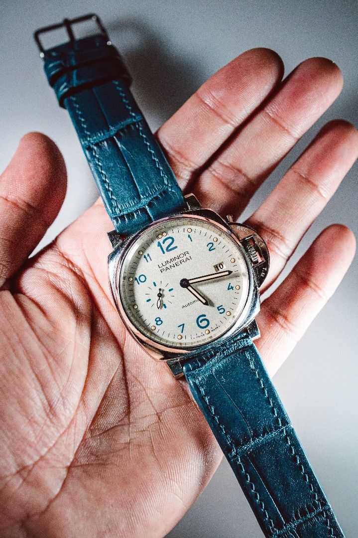 Blue crocodile leather deals watch strap