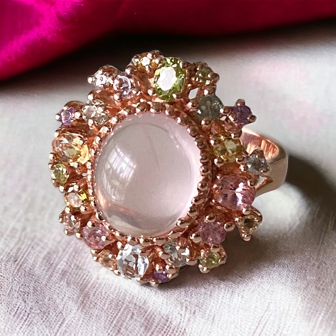 Natural Rose quartz ring