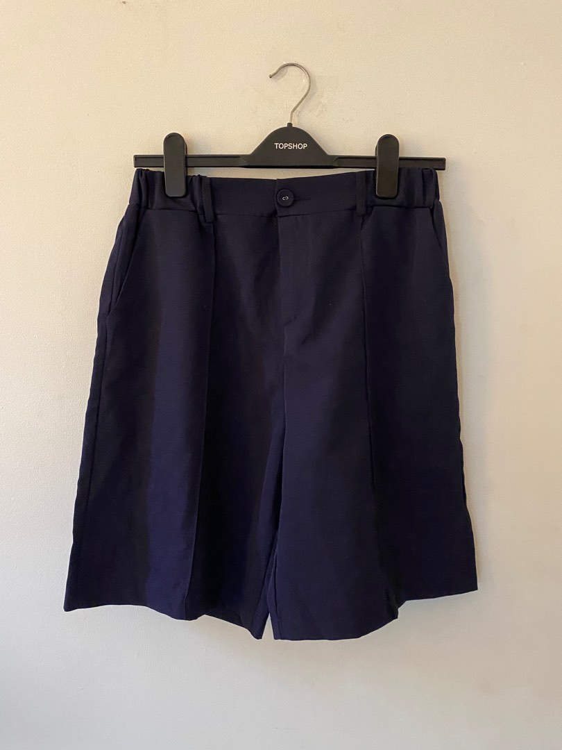 Navy Blue Bermuda Shorts, Women's Fashion, Bottoms, Shorts on Carousell