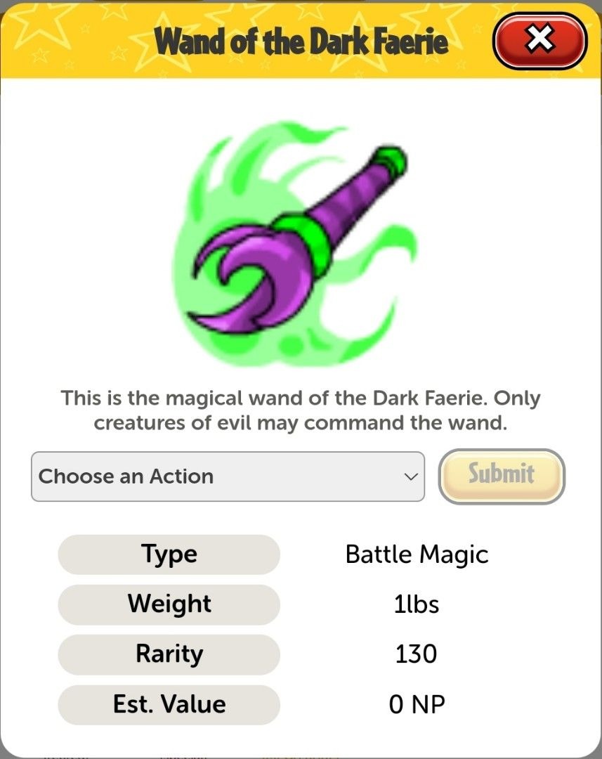 Neopets Battledome Weapon - Wand of the Dark Faerie, Video Gaming