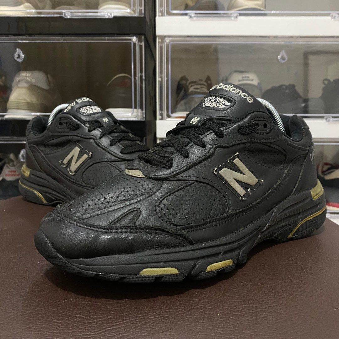 New balance 993 black leather discount