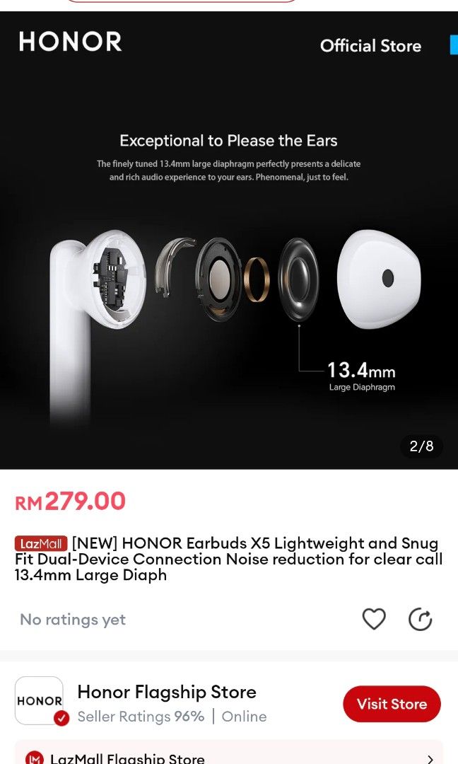 NEW HONOR Earbuds X5 Lightweight and Snug Fit Dual Device