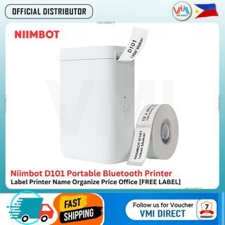 Niimbot D101 Label Printer with 1Roll White portable printer thermal printer mini printer labels VMI Direct
