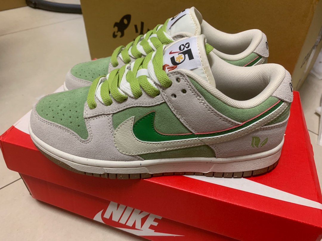 NIKE DUNK LOW SE 牛油果女款灰白綠雙勾DO9457-100, 她的時尚, 鞋