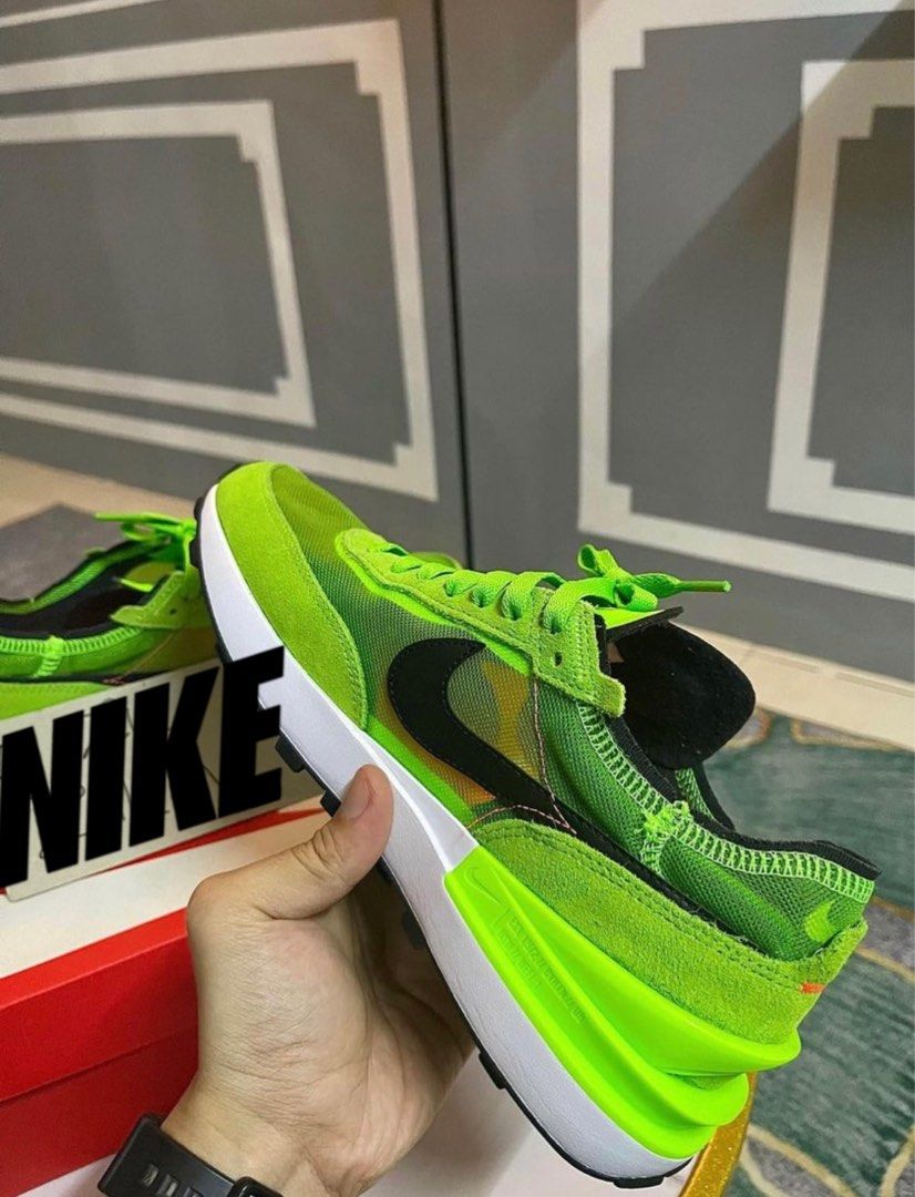 waffle one electric green on feet