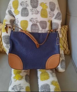 OLD COACH 牛仔丹寧皮革側肩包