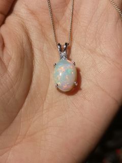 Ethiopian Opal necklace silver s925 October birthstone