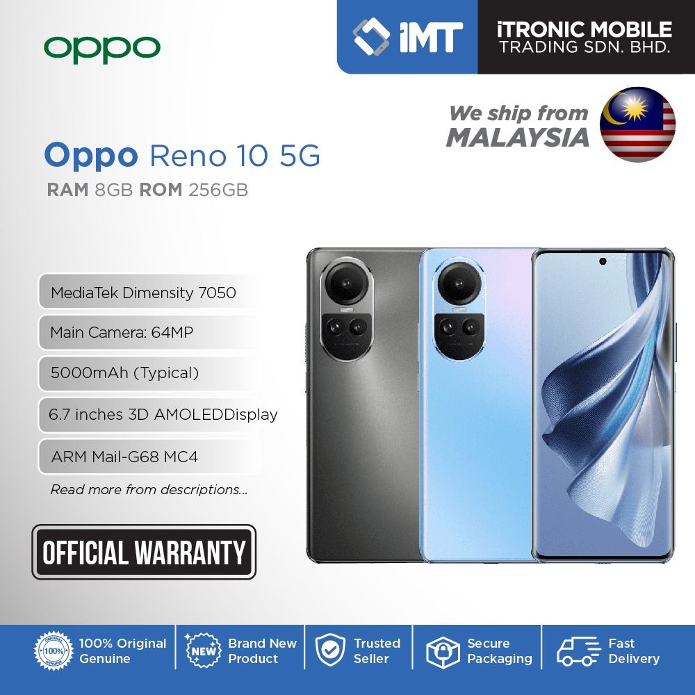 OPPO Reno 10 5G-Gray 8GB-256GB 64+32+8MP 6.7 Dual Sim Unlocked Global  Version
