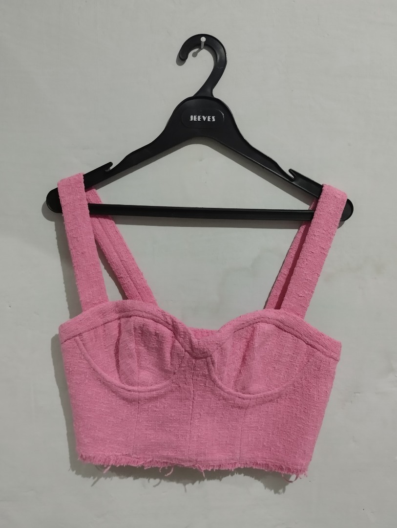 Pink Corset by Zara / Crop Top Korset Wanita / Atasan Pink