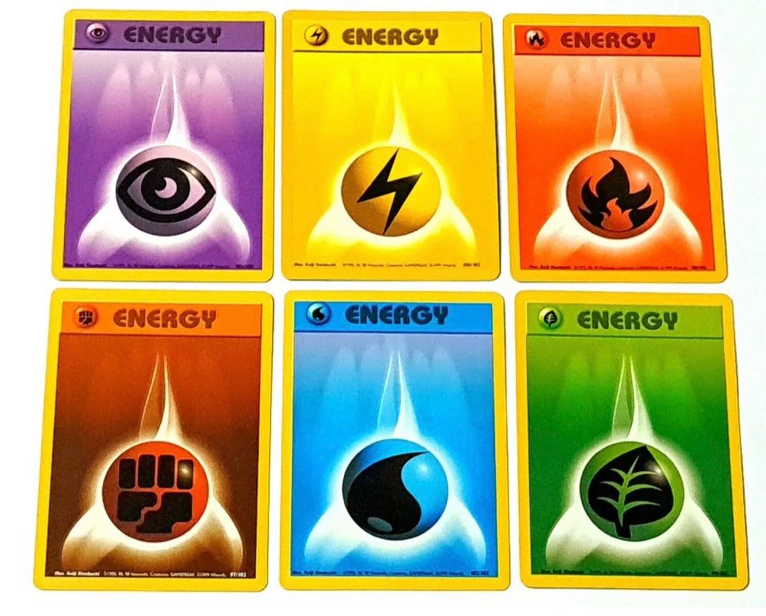 Pokémon TCG energy cards from 90s (around 110 mixed types), Hobbies