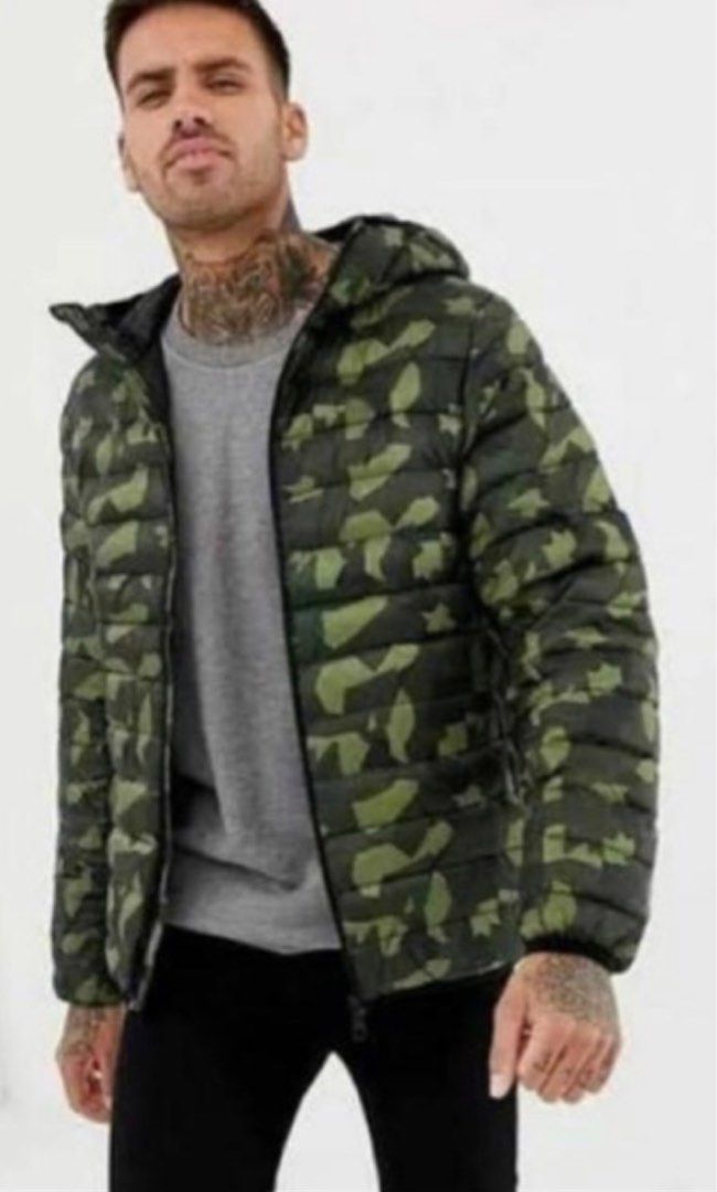 Mens camo cheap puffer jacket