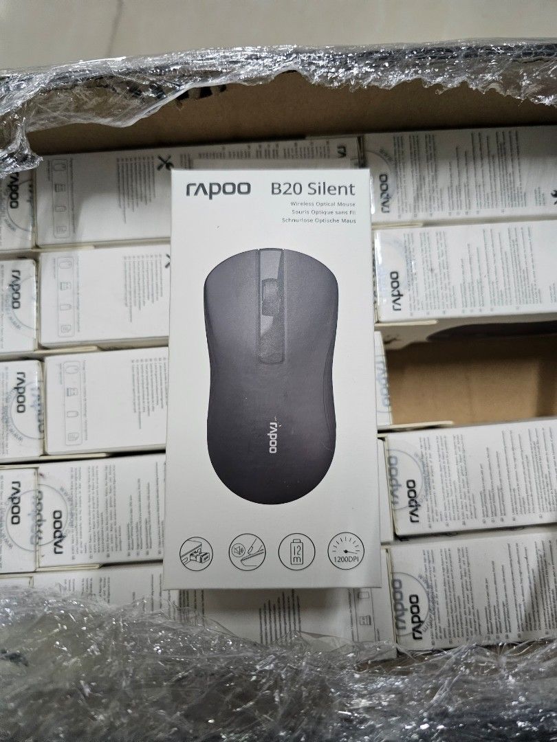 Rapoo b20 wireless mouse (Category: Mouse & Mousepads) located in Manila. Submitted by calyxx15 (Listing ID 1255769142, Image 1). Description: brand new last 60pcs take all my less pa Specifications Type: Wireless Sensor: Optical Resolution: 1000 DPI Interface: USB receiver, 2.4GHz.