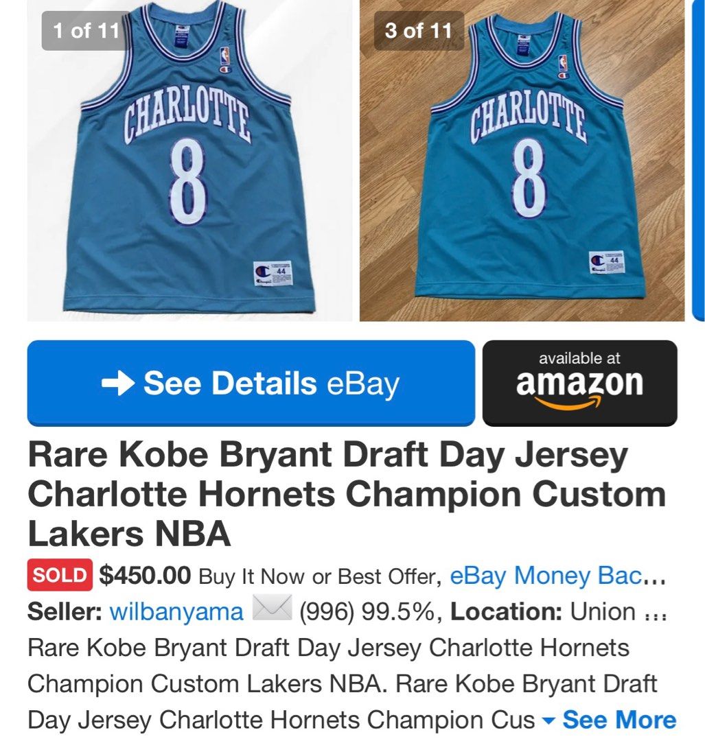 Rare Kobe Bryant Jersey Charlotte Hornets Custom by Champion Union