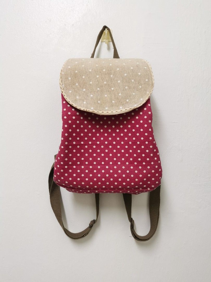 Red polka dot backpack sale