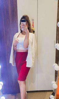 Rok office merah/ rok span