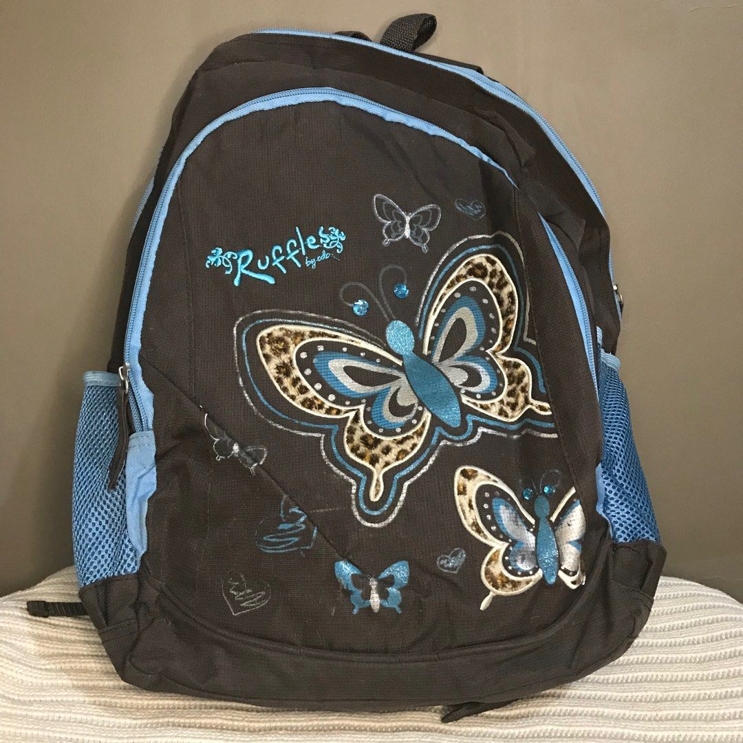RUFFLES SCHOOL BACKPACK BLUE BROWN BUTTERFLY LAPTOP BAG (Category: Backpacks) located in Quezon City. Submitted by saturn_unit (Listing ID 1255920259, Image 1). Description: .