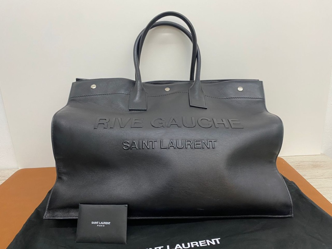 Shop Saint Laurent 2023 SS RIVE GAUCHE TOTE BAG IN CANVAS AND