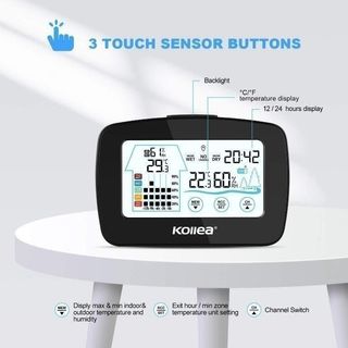 ELEGIANT EOX-9901 Weather Station with LCD Screen Indoor Outdoor Temperature  Hum