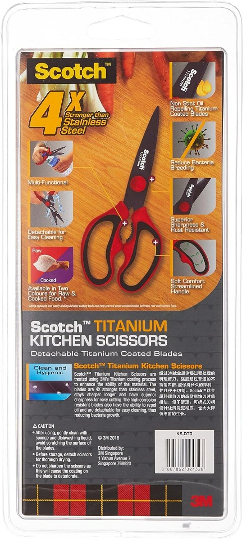 3M SCOTCH Titanium DETACHABLE Kitchen Scissors RED