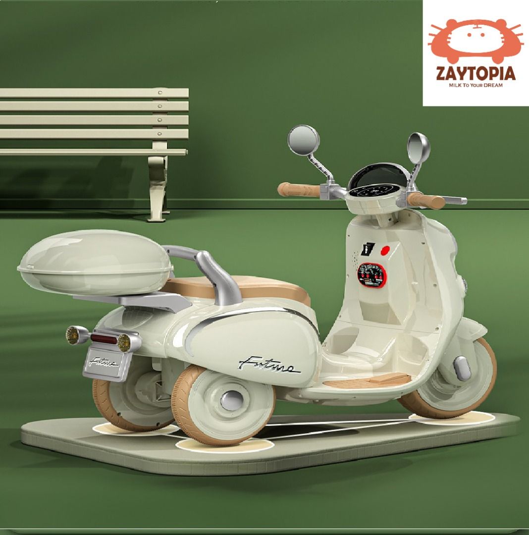 [SG] Retro Kids Electric Tricycle Bike Vespa with Remote Control