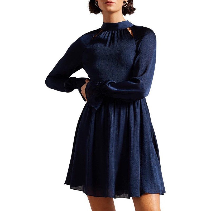 Size 0 6 TB High Neck Fit And Flare Mini Dress Women s Fashion