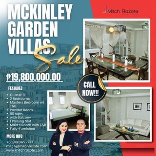 Spacious and Charming 2-Bedroom Unit For Sale at McKinley Garden Villas, McKinley Hill Taguig beside BGC