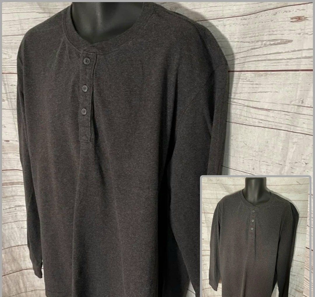 St. John s Bay Legacy Henley Gray Long Sleeve T Shirt Men s Size XXL