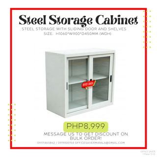 Steel storage with Glass sliding door / counter cabinet