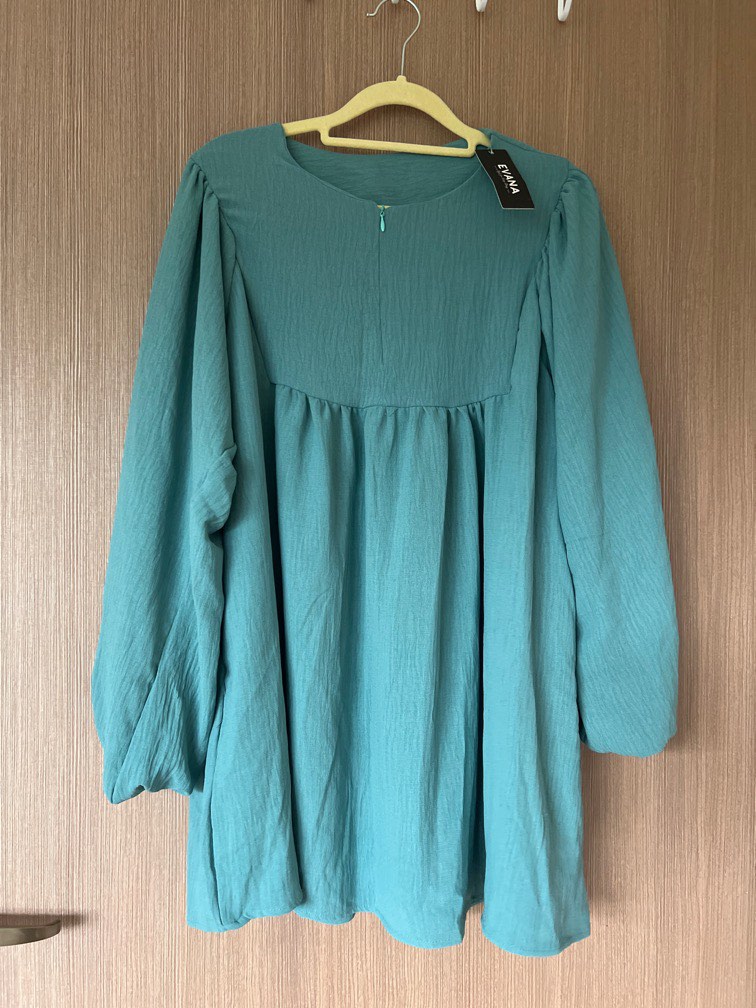 Teal Empire Top, Women's Fashion, Muslimah Fashion, Tops on Carousell