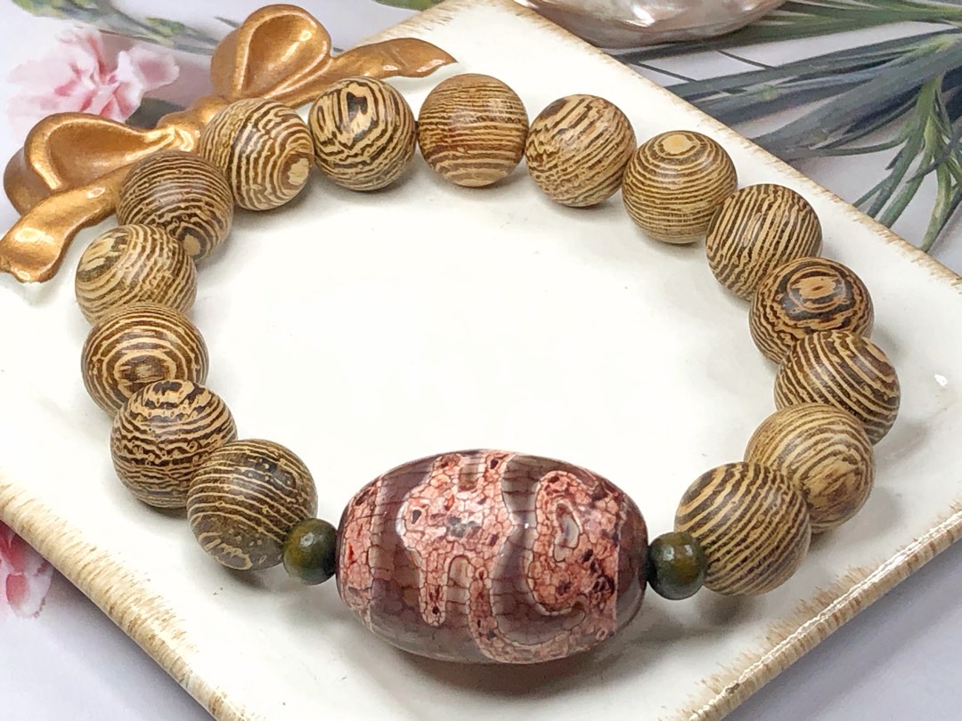 超希少老礦宝瓶型天珠‼️西蔵老礦龍紋紅