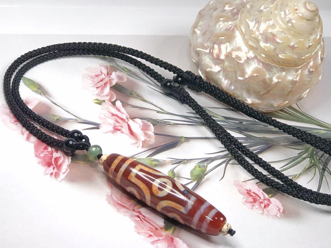 Tibetan Dzi Beads Carnelian Six Eyed Dzi Beads Necklaces 藏