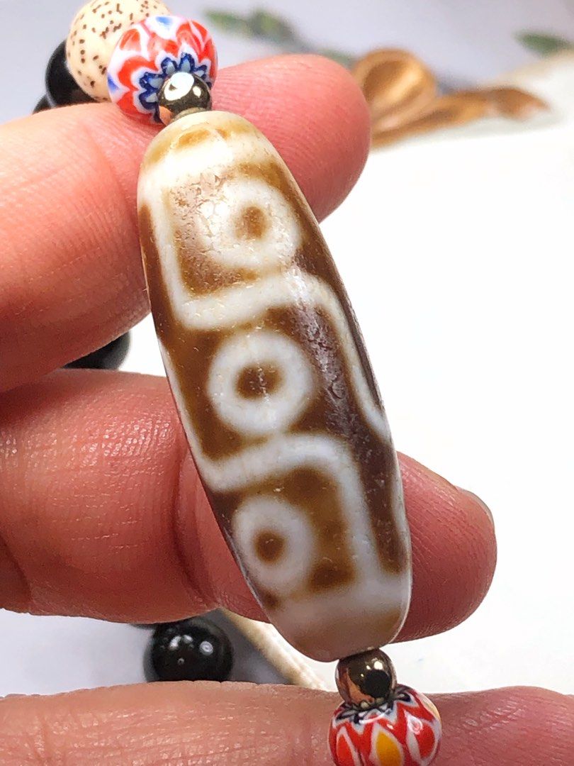 Tibetan Dzi Beads Nine Eyed Dzi Beads 39x14mm
