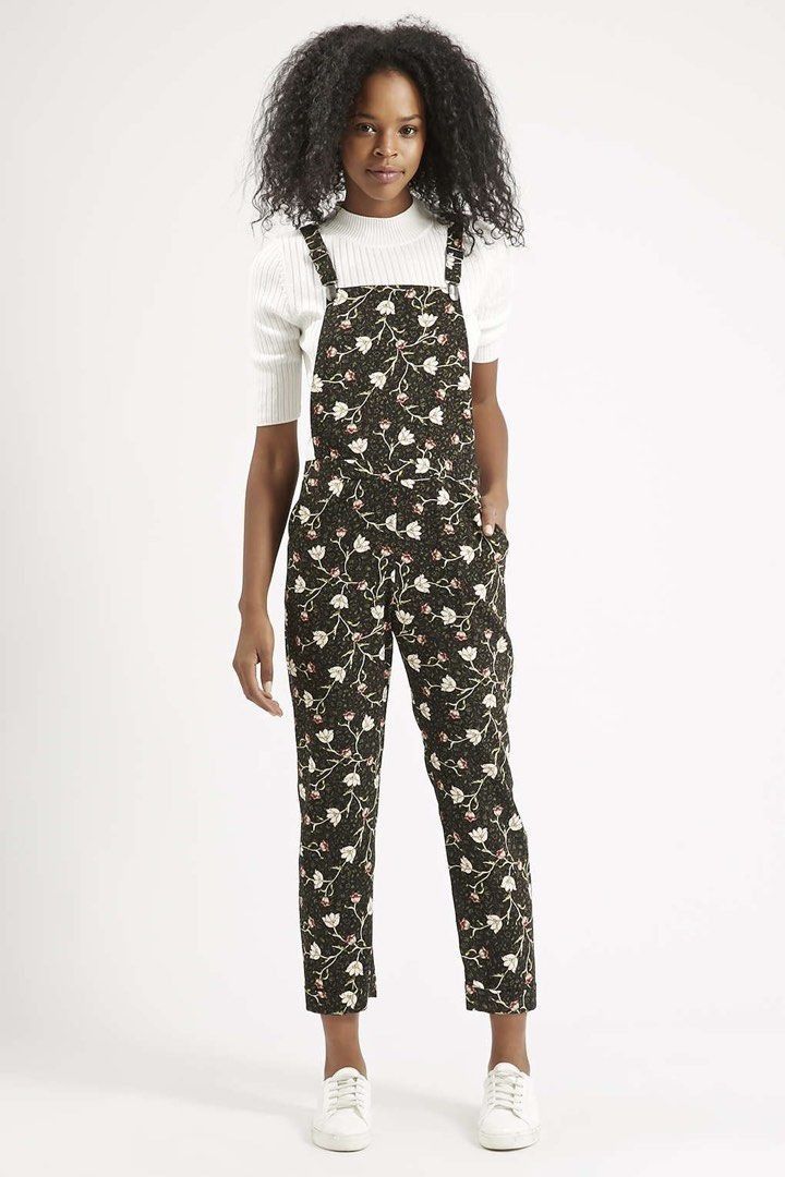Topshop Floral Dungarees Jumpsuit Black Women s Fashion Dresses Sets Jumpsuits on Carousell