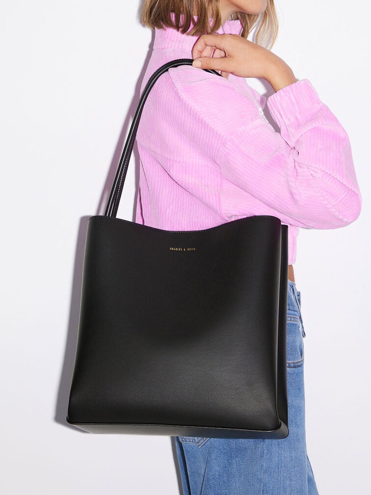 Charles and keith black tote sale bag