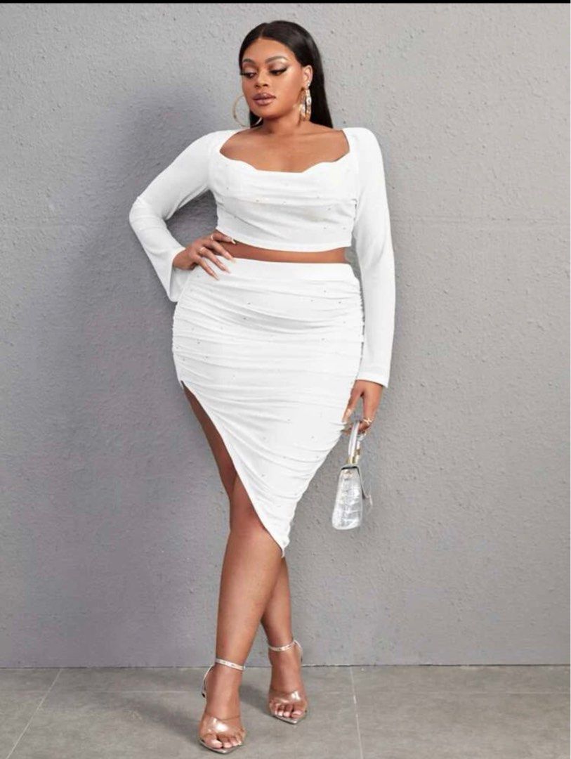 Uk 16 Plus size White Co ord 2 piece