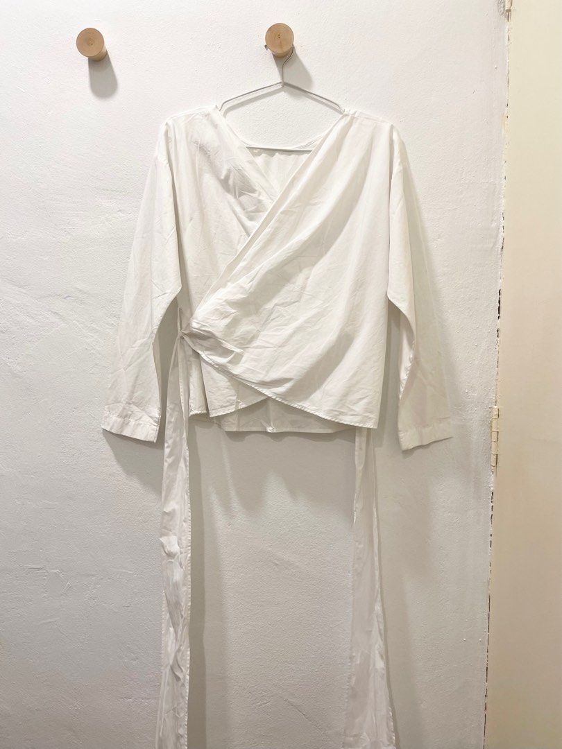 Formal white shop wrap blouse