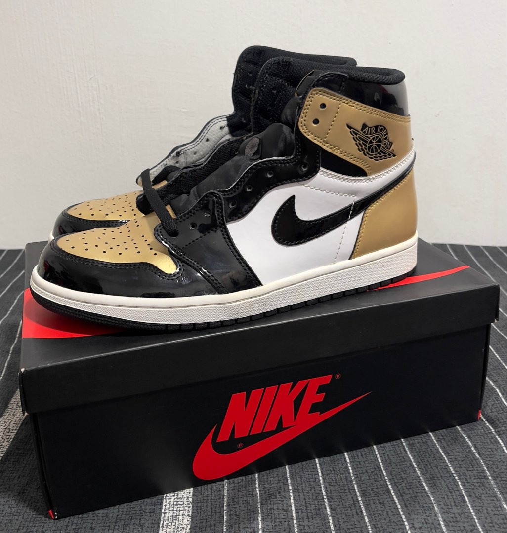 US 9 Nike Air Jordan 1 High Gold Toe Men s Fashion Footwear