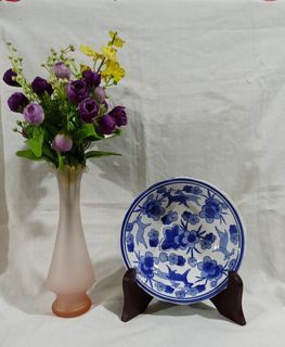 Vintage Blue & White Decorative Plate W/ Markings