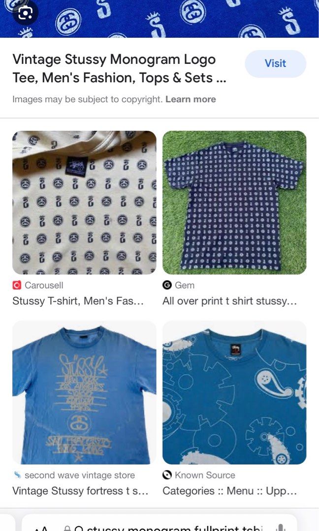 Vintage Stussy Monogram Logo Tee, Men's Fashion, Tops & Sets, Tshirts &  Polo Shirts on Carousell