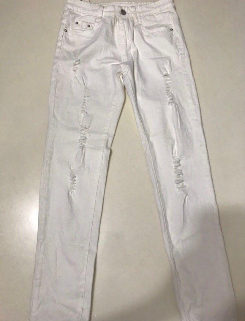 Women White Ripped Stretchable Jeans