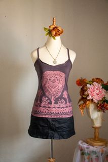 y2k tank top pink grey tank top cross straps tank top grunge core tank top grunge tank top