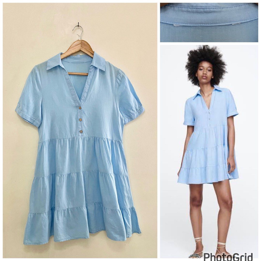 zara blue babydoll dress