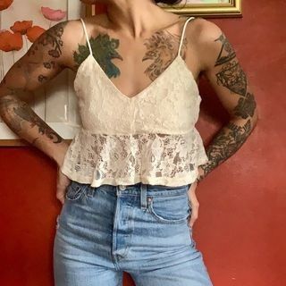 Zara Lace cropped top