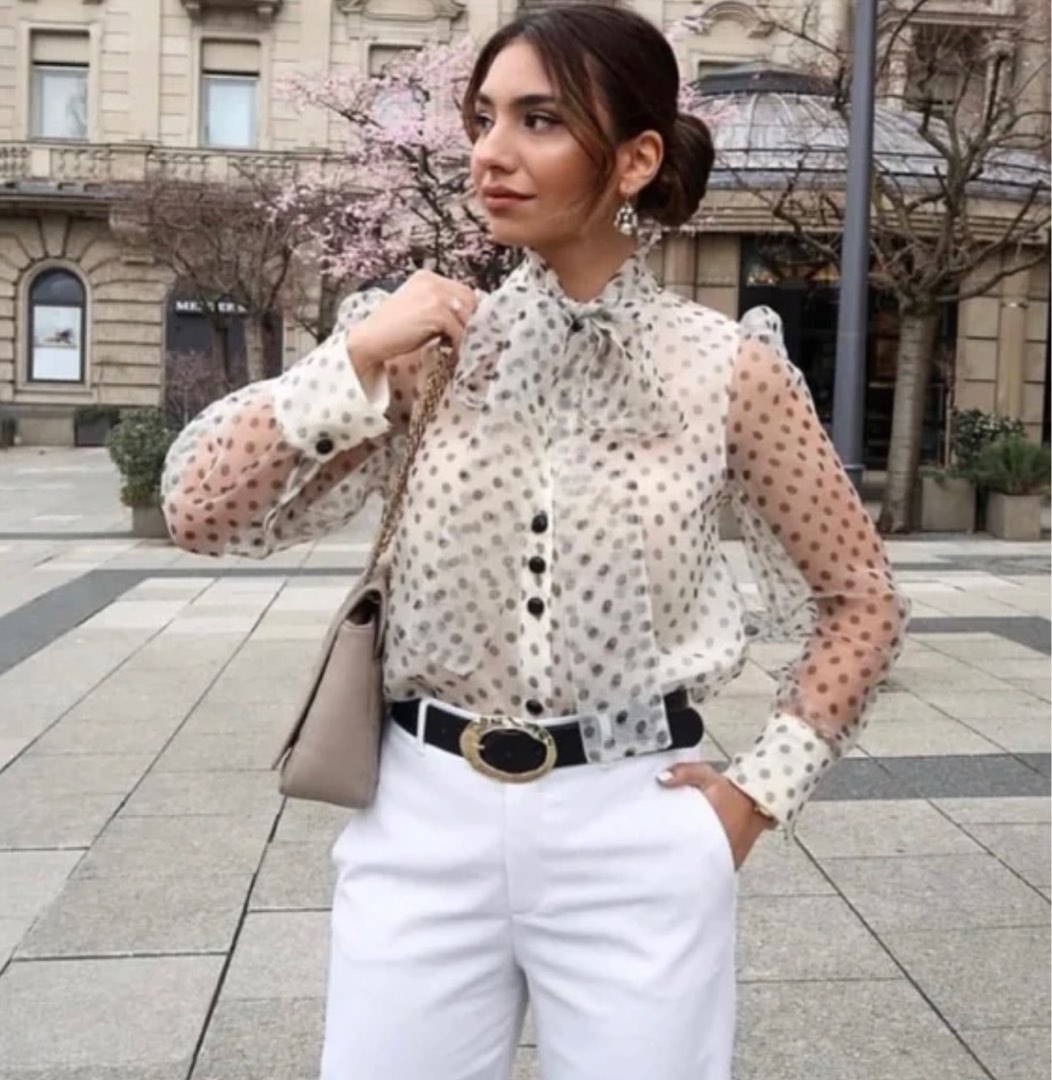 Zara organza polka dot blouse clearance