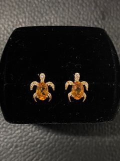 18k Yellow Gold Citrine Turtle Diamond Earrings