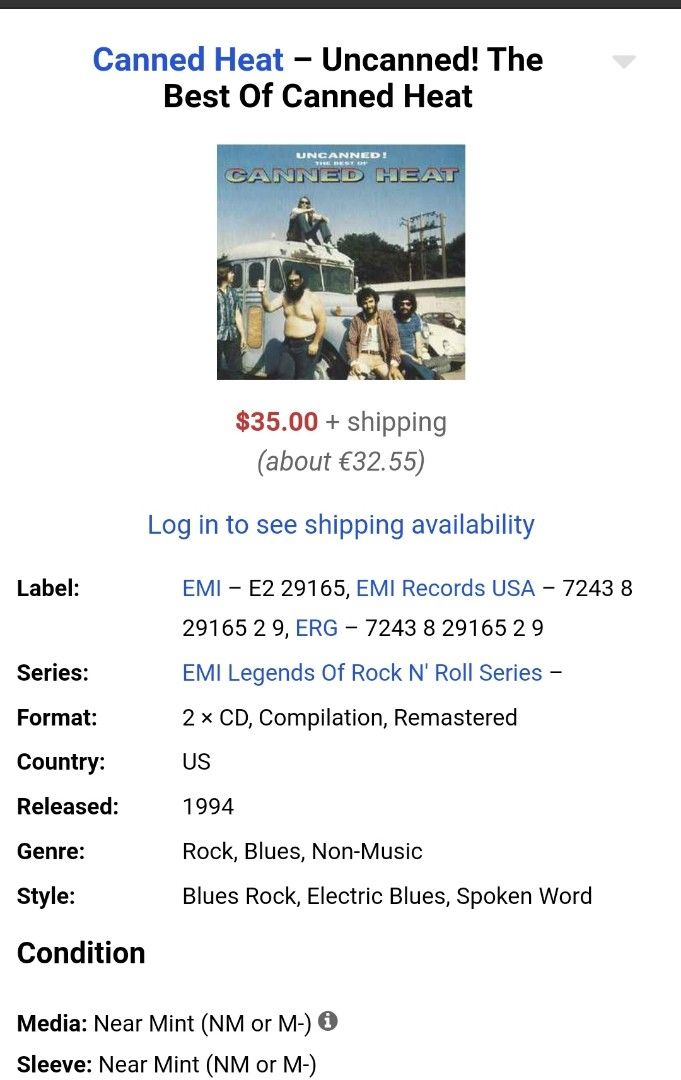 2 CD / 1994 u.s remastered UNCANNED THE BEST OF CANNED HEAT / A LAGENDARY IN ROCK & ROLL